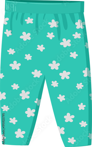 Green floral patterned pajama pants illustration