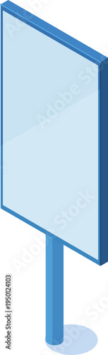 Empty blue isometric billboard sign advertising display