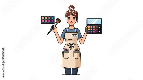 Makeup Artist's Artistry: An artist confidently displays an array of cosmetic palettes and tools, reflecting their dedication to beauty and style. 