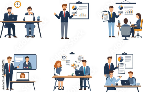 Business people in meeting rooms with silhouette