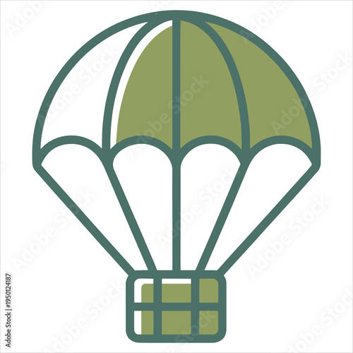 A green and white parachute icon