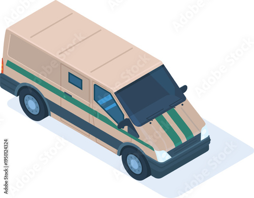 Armored security van transporting money valuables protection concept