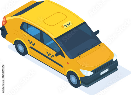 Yellow taxi car providing urban transportation service