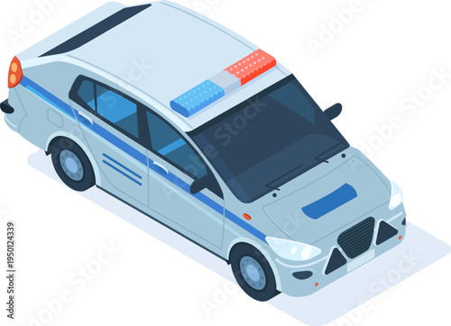 Police car providing emergency service and public security