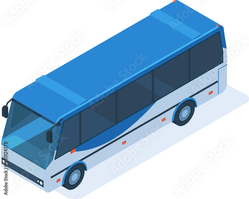 Blue and white isometric city bus concept