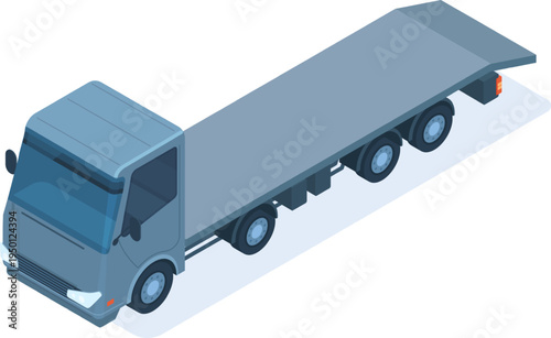 Flatbed semi trailer truck transporting logistic cargo