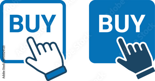 E commerce call to action buttons with hand cursors