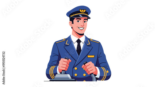Pilot at the Helm: A skilled pilot confidently navigates the flight deck, his focused gaze and steady hands guiding the aircraft towards its destination.