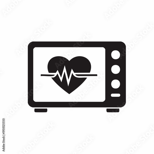 Medical Heartbeat Monitor Icon for Health Monitoring and Cardiac Rhythm Display - Essential for Patient Care and Diagnostic Applications
