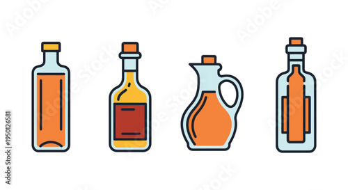 Vinegar Bottle Line art vector modern colorful abstract artwork illustration