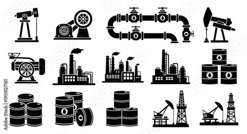 Oil and Gas Industry Icons - Exploration, Production, and Infrastructure.