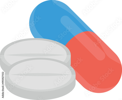 Multiple pills of different sizes and colors displayed on a white background, emphasizing their variety.