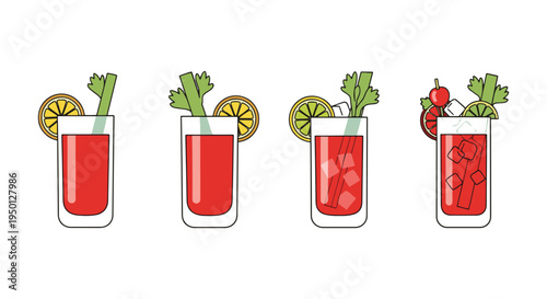 Virgin Bloody Mary Line art minimal abstract color vector design