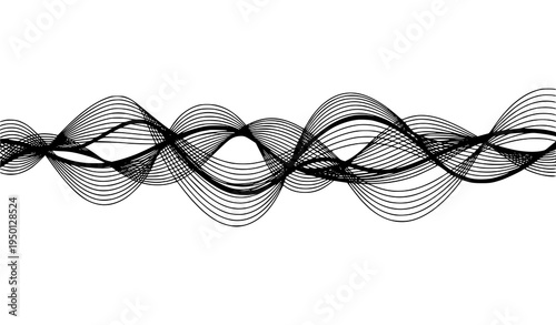 Meditative Sound Flow Vector Abstract Set Calming Wave Silhouette Isolated White