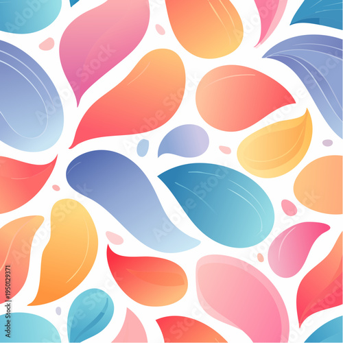 Abstract seamless pattern with flowing organic shapes, vibrant gradient colors, modern artistic style, smooth curves, high resolution repeating design