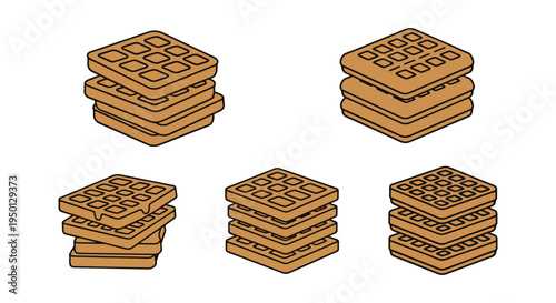 Waffle Stack Line art vector soft pastel abstract color
