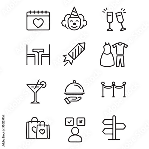  Minimalist Event Celebration Line Icons