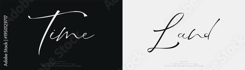 Time Land, Script elegant alphabet letters font logo. Typography luxury classic lettering serif fonts decorative wedding vintage retro logos, design for fashion,beauty shop and brand . 