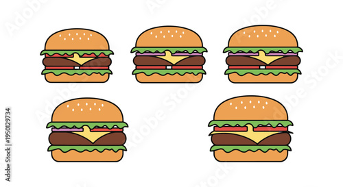 Wasabi Mayo Burger Line art creative contemporary abstract style illustration