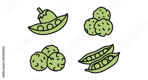Wasabi Peas Line art vector creative contemporary abstract color illustration