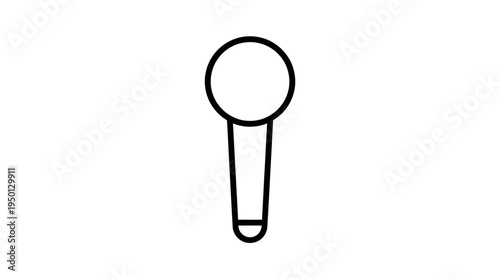 Minimalist black-and-white microphone icon with spherical mesh head and cylindrical handle, symbolizing audio recording, broadcasting, music, podcasting, and public speaking in modern communication.