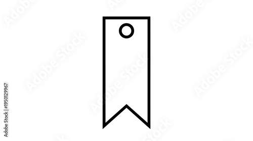 Minimalist black-and-white bookmark icon shaped like a vertical ribbon with pointed bottom and loop at top, symbolizing saving, marking, or referencing content in digital apps and user interfaces.