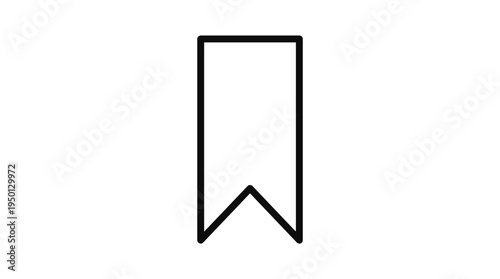 Minimalist black-and-white bookmark icon shaped like a vertical ribbon with pointed bottom and loop at top, symbolizing saving, marking, or referencing content in digital apps and user interfaces.