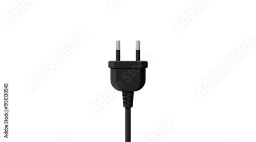 black electrical plug with round pin and cord on dark background
