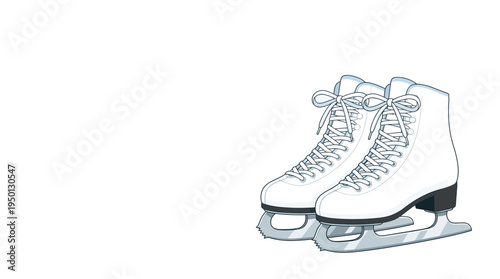 white figure ice skate with lace isolated on transparent background