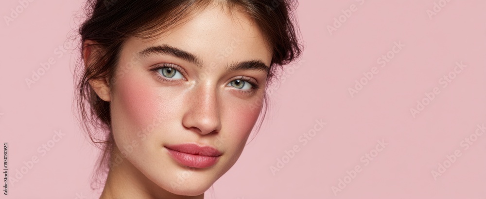 Fototapeta premium velvety natural blush on cheeks creating a vibrant and youthful glow