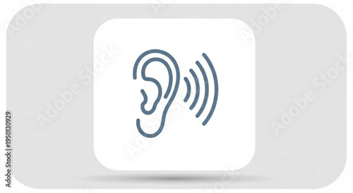 Hearing aid icon with sound waves for accessibility and communication technology