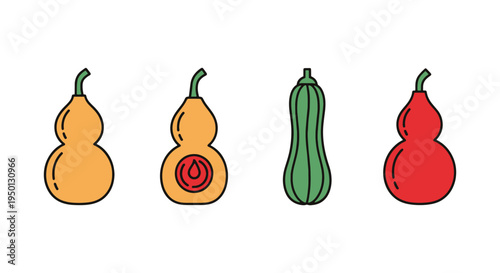 Wax Gourd Line art vector set dynamic abstract creative