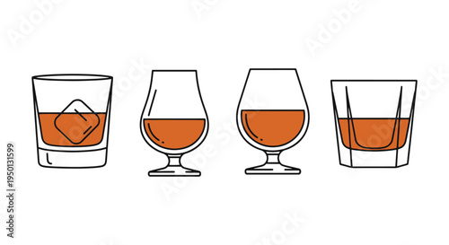 Whiskey Glass Plate Line art creative smooth modern abstract illustration
