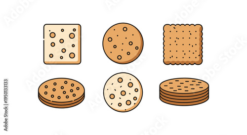 Whole Grain Crackers Line art creative abstract color vector design