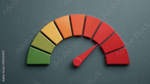 Critical Zone Indicator Glossy Segmented Gauge With Needle Pointing Toward High Red Danger Zone Symbol Of Risk Alert Warning Level And Critical System Status