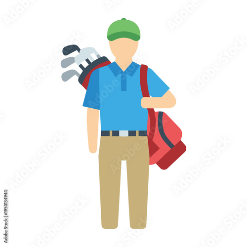 golf player with bag and clubs cartoon
