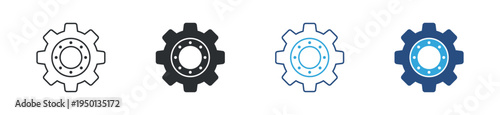 Settings gear icon set. Mechanical cogwheel configuration icon, system settings concept. Vector illustration.