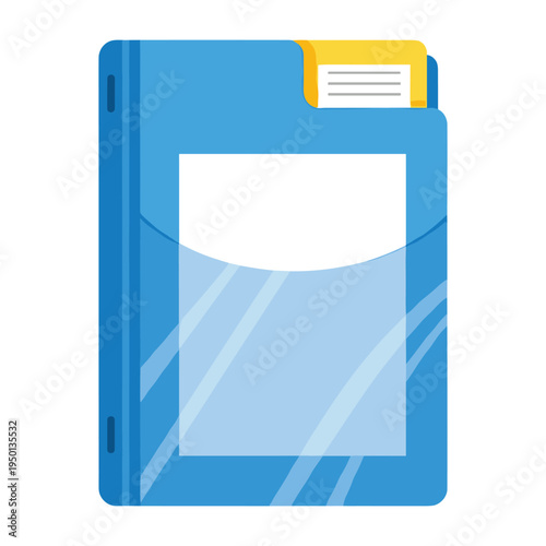 blue file folder with envelope and document