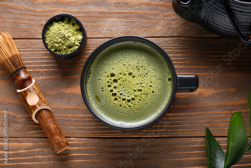 Cup of fresh matcha tea wit...