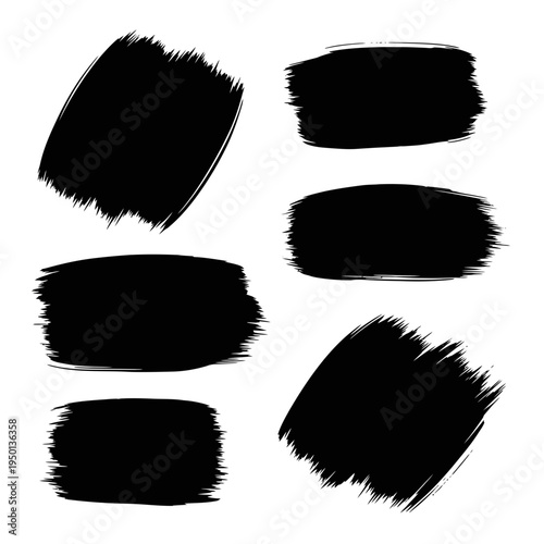 minimalist black abstract brush strokes on transparent background