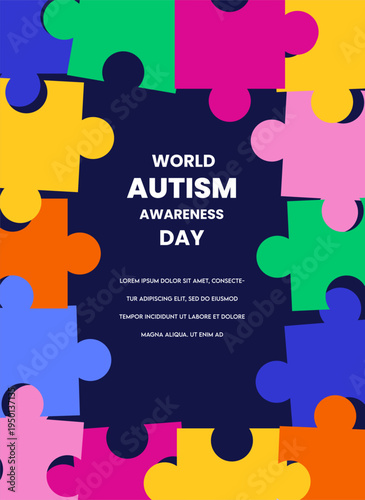 World autism awareness day social media post banner design template set. World autism day colorful puzzle vector. Symbol of autism. autism Health care Medical flat background of April 02