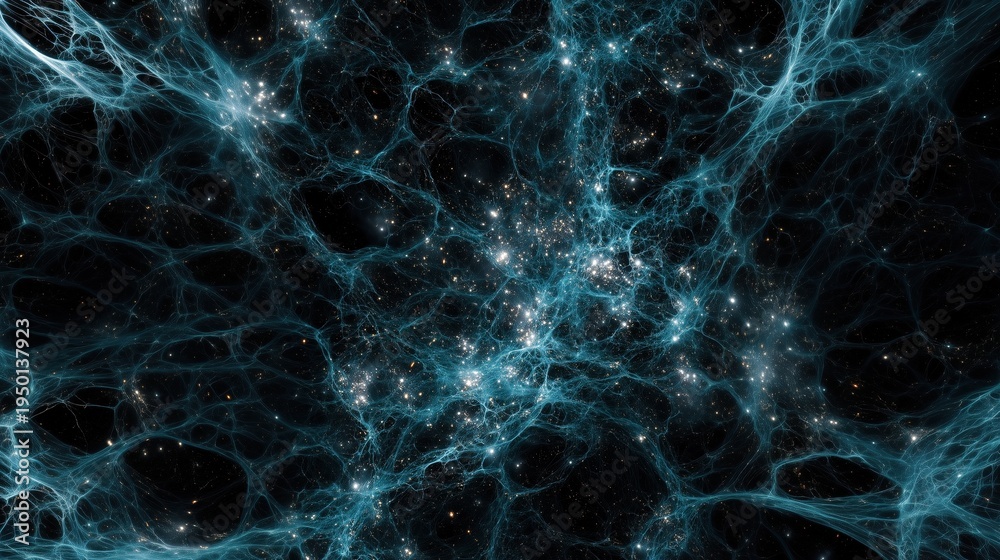 Fototapeta premium Abstract representation of the cosmos, highlighting cosmic webs and bright galaxies 