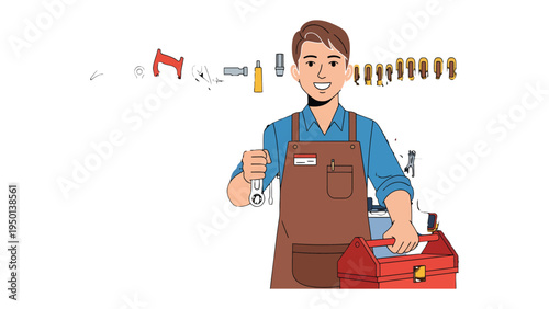 Handyman's Toolkit and Professionalism: A skilled handyman stands ready with a comprehensive toolkit, embodying expertise and reliability in his craft.
