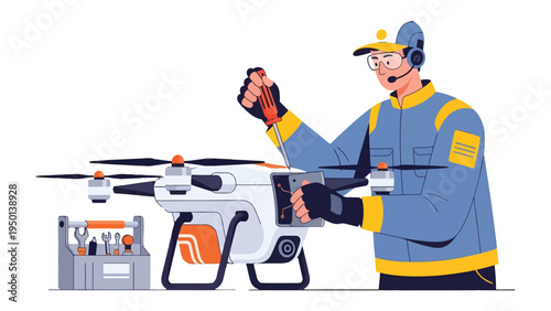 Drone Maintenance: An engineer meticulously inspects a drone, showcasing the intersection of technology, expertise, and precision in the realm of unmanned aerial systems.