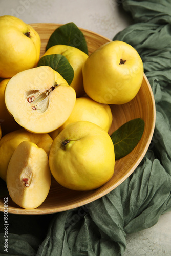 Wooden bowl with sweet ripe...