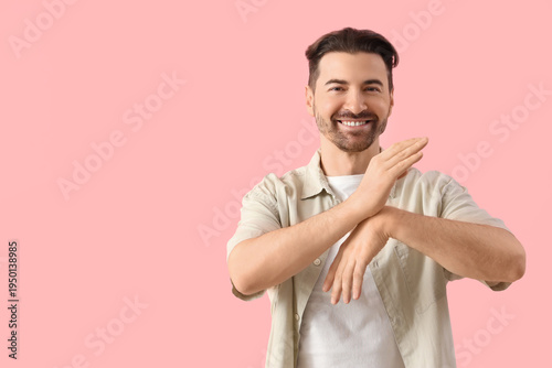 Adult man using sign langua...