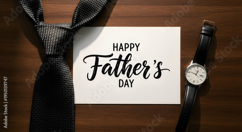 Happy father's day celebration with tie and watch gift
