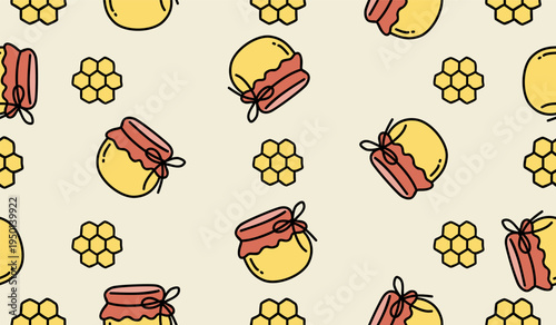 Cute honey seamless pattern background