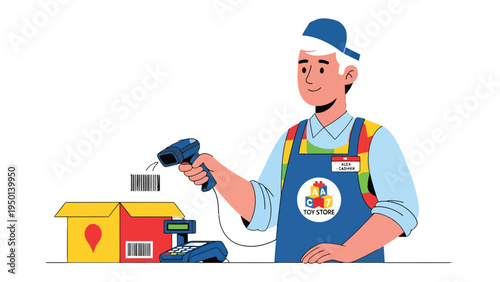 Scan of Delivery : A dedicated employee meticulously scans a package, showcasing the efficiency and precision of modern retail.