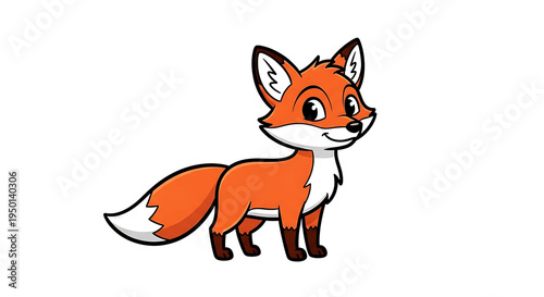Cute fox illustration posing with charming smile. PNG, isolated on white background